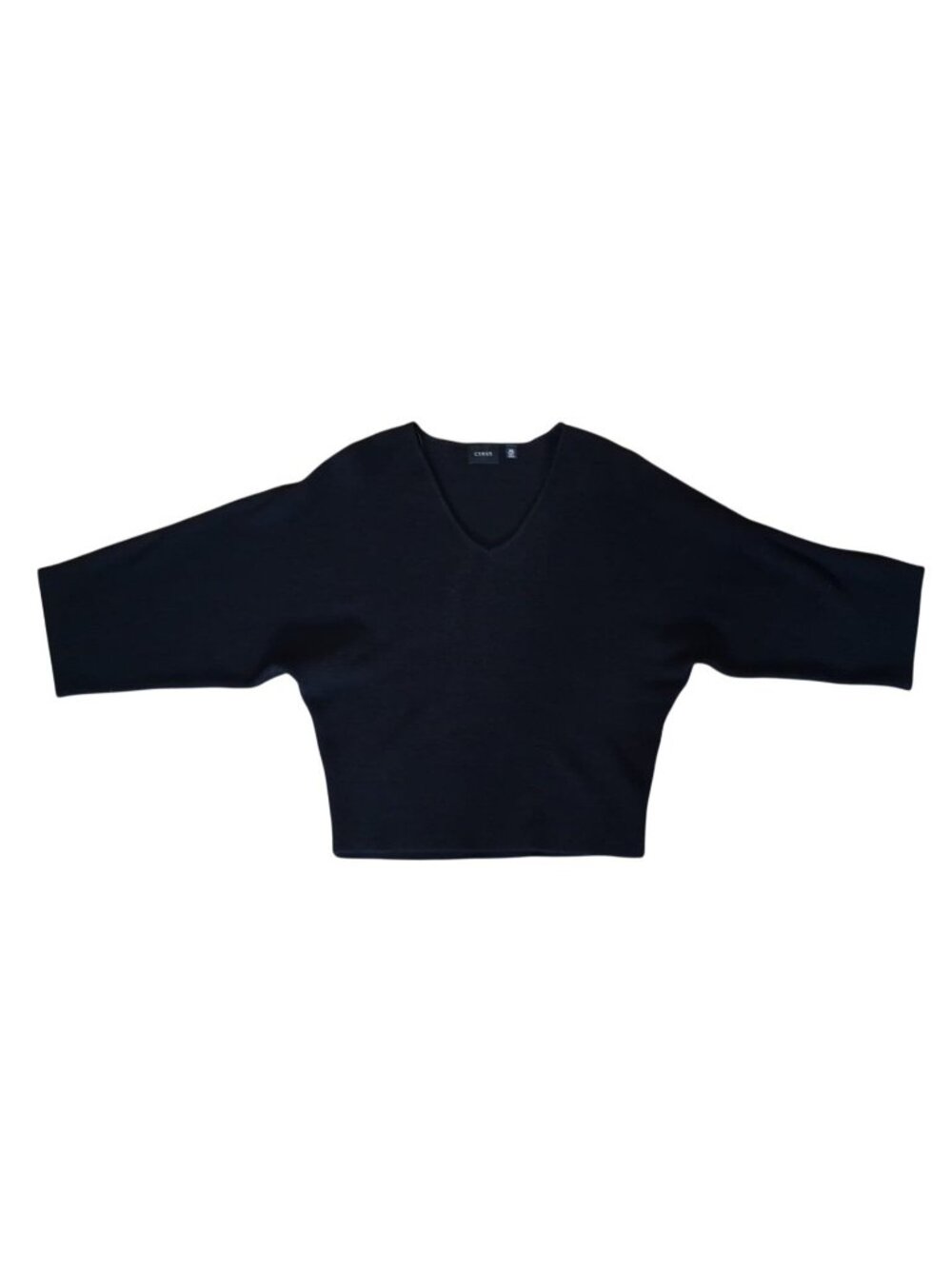 Cyrus Black V Neck Dolman Sleeve Lightweight Knit Sweater XS Rayon Nylon Top